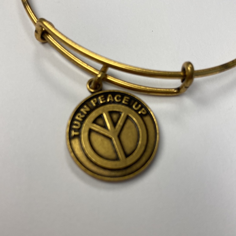 Alex and Ani Gold Turn Peace Up bangle bracelet